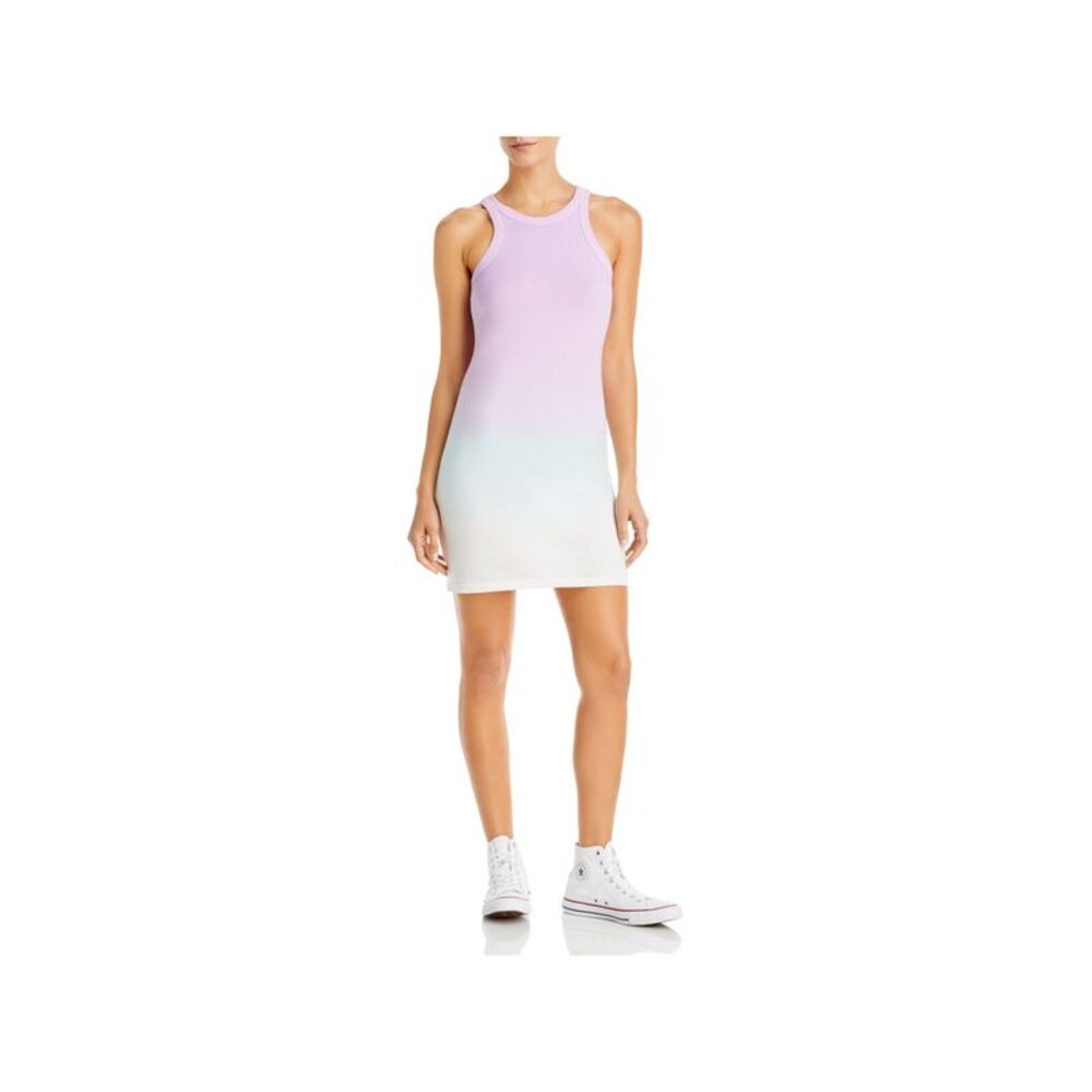 WSLY Womens Purple Stretch Ombre Sleeveless Halter Short Body Con Dress L - Picture 3 of 3